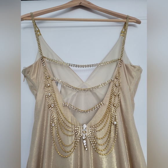 Issue Gold Metallic Long dress with Rhinestones - Picture 3 of 8